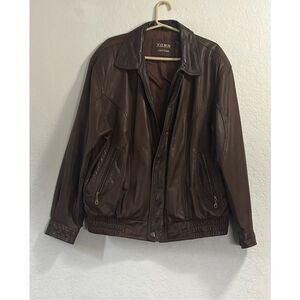 Men’s Vintage Yorn Leather Biker Jacket Bomber‎ soft butter 54
